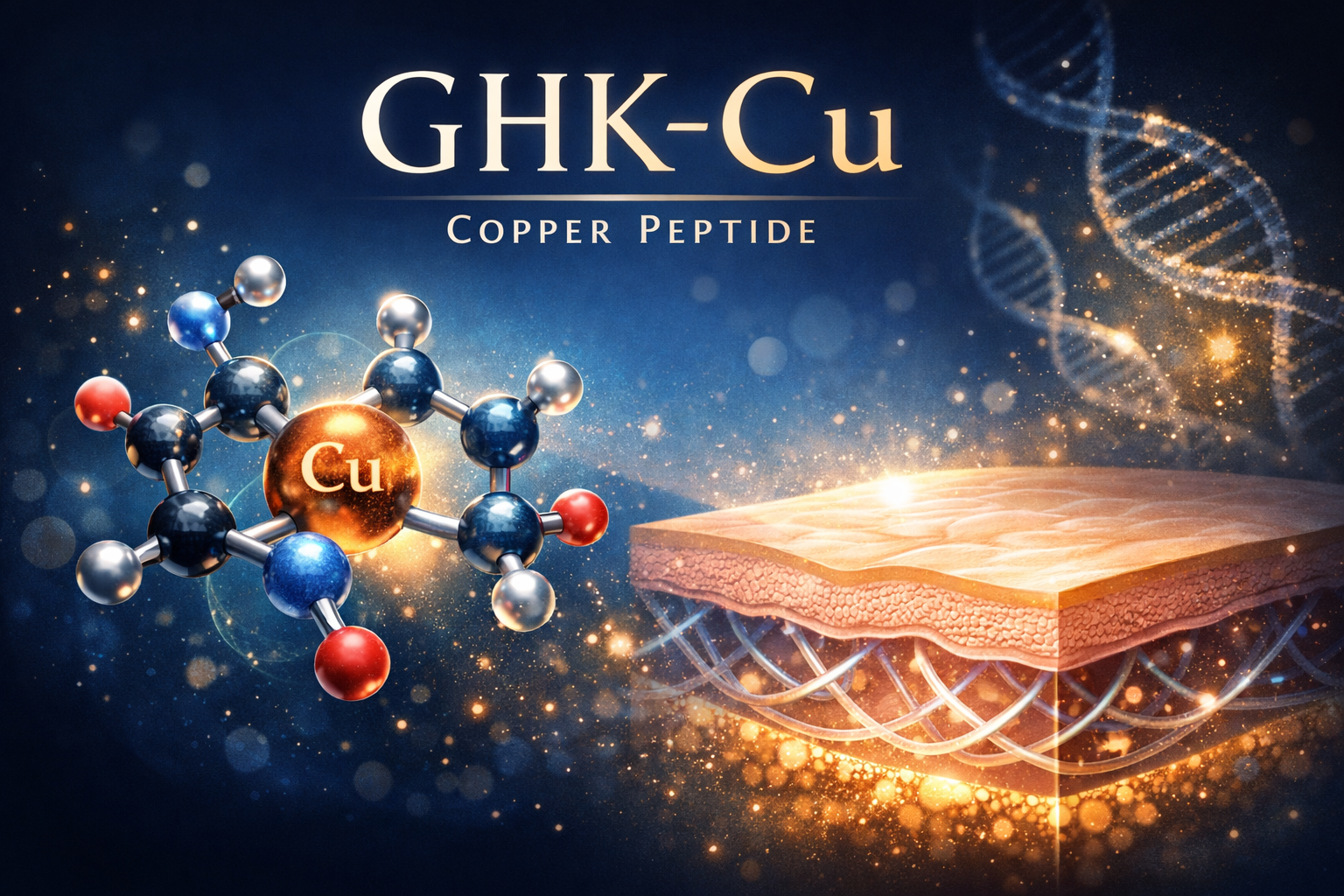 GHK-Cu peptide cuivre – illustration scientifique dermo-biologique premium