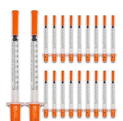 Seringues d’insuline 1 mL (1 cc) à embout orange – lot de seringues graduées