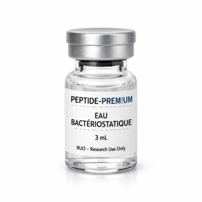 Fiole d’eau bactériostatique 3 mL PEPTIDE-PREM!UM – usage laboratoire RUO